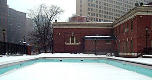 Asser Levy pool in the snow