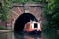 Canal boat and tunnel under Muriel Street, London