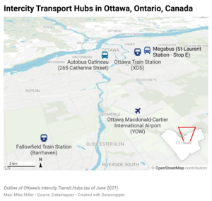 Intercity Transport Hubs in Ottawa, Ontario, Canada