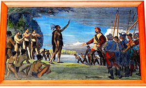 Jacques Cartier atterrit à Hochelaga en 1535 - Adrien Hébert