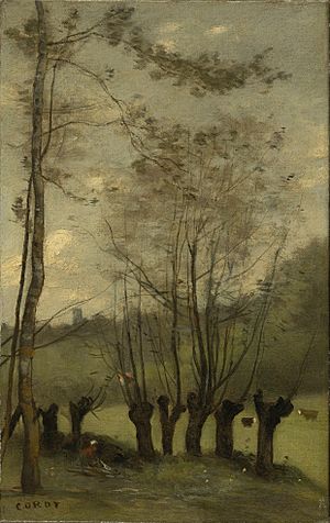 Jean-Baptiste-Camille Corot - Prairie avec des saules, Montlhéry (1860s)