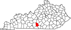 Map of Kentucky highlighting Metcalfe County