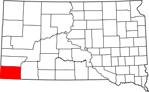Map of South Dakota highlighting Fall River County