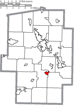 Location of Gnadenhutten in Tuscarawas County