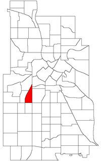 Location of Lowry Hill East within the U.S. city of Minneapolis