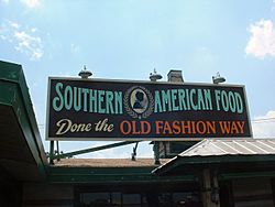 "Southern cuisine" is recognized by many Americans as suggested by this sign on a restaurant in the Florida Panhandle