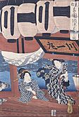 Utagawa Hiroshige - Enjoying the fireworks and the cool of the evening at Ryogoku bridge in the Eastern Capital - Google Art Project