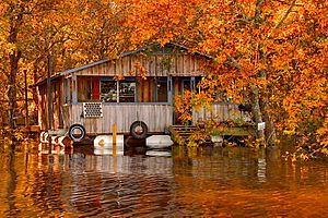Floating camp on the Ouachita River