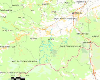 Map of the commune of Céret