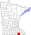 State map highlighting Mower County