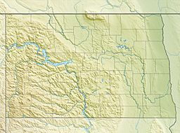 Location of Lake Ibsen in North Dakota, USA.