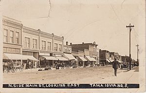 1913 RPPC of Main St., Tama, Iowa