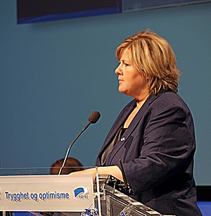 Erna Solberg at party congress 2009