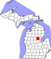 State map highlighting Gladwin County