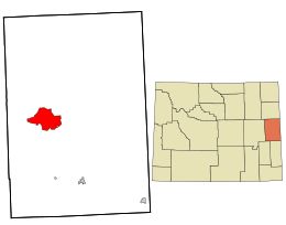Location in Niobrara County and the state of Wyoming.