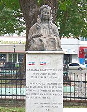 Statue of Mariana Bracety Cuevas in Añasco barrio-pueblo, Puerto Rico