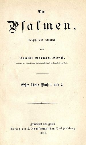 Tehilim translated and elucidated by Rabbi Shamshon Refael Hirsch. Frankfurt A.M. 1882.de