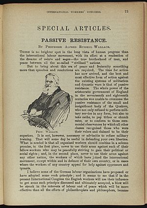 Article written by Professor Wallace, published in the report of the proceedings of the International Worker's Congress