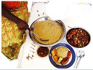 Couscous Senegalese thièré with chicken and sauce