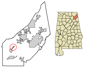 Location of Lakeview in DeKalb County, Alabama.