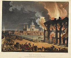 Fire at Albion Mill - Microcosm of London (1808-1811), 35 - BL