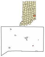 Location of Cedar Grove in Franklin County, Indiana.
