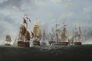 HMS Alexander, Shortly before Striking Her Colours to the French Squadron, 6 November 1794.jpg