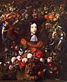 Jan davids de heem-fleurs avec portrait guillaume III d'Orange