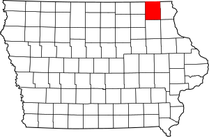 Map of Iowa highlighting Winneshiek County
