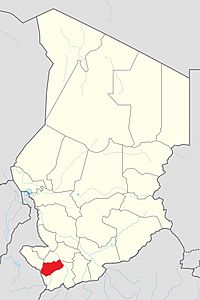 Map of Chad showing Logone Occidental