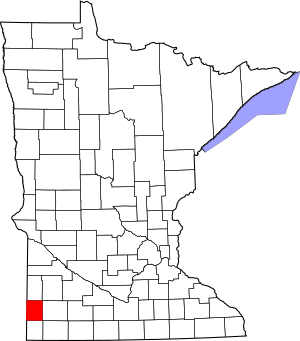 Map of Minnesota highlighting Pipestone County