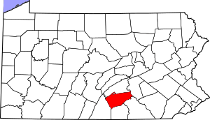 Map of Pennsylvania highlighting Cumberland County