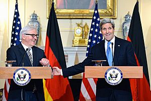 Secretary Kerry Delivers Remarks With German Foreign Minister Steinmeier During a Working Dinner at the State Department (16582387597)
