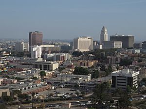 View of Los Angeles Civic Center from Dodger Stadium, Los Angeles, California