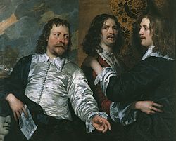 William Dobson - Portrait of the artist with Nicholas Lanier and Sir Charles Cotterell