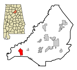 Location in Blount County and the state of Alabama