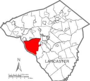 Map of Lancaster County highlighting Manor Township