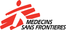 The logo of Médecins Sans Frontières, red stripes approximately appearing like a person.