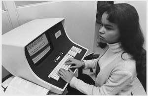 No original caption. (African-American woman computer operator) - NARA - 558656
