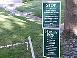 Sign giving instructions about the Armand Hammer Golf Course