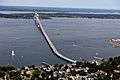 Aerial view of Claiborne Pell Bridge, commonly known as the Newport Bridge