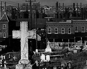 Bethlehem PA graveyard and steel mill 1935