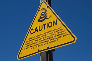 Caution, rattlesnakes (sign)