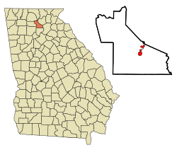 Location in Dawson County and the state of Georgia