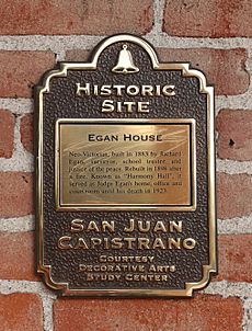 Egan House plaque, San Juan Capistrano