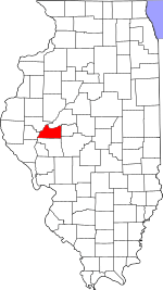 Map of Illinois highlighting Cass County