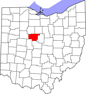 Map of Ohio highlighting Marion County