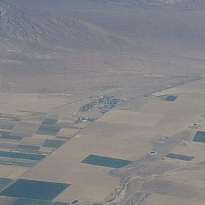 New Cuyama in an aerial photo looking west, taken in 2015