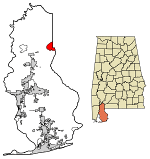 Location of Perdido in Baldwin County, Alabama.