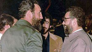 Fidel Castro and Ebrahim Yazdi (As minister of foreign affairs of Iran and first person from Islamic repulic that meets Castro) - 1979